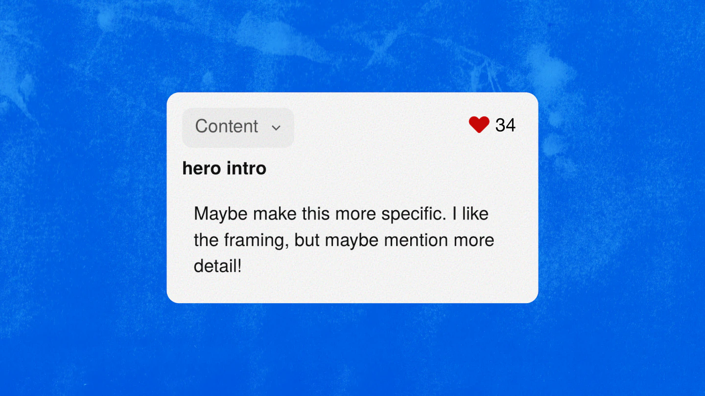Mockup of a public comment card with a 34-like count, illustrating what public comments could look like