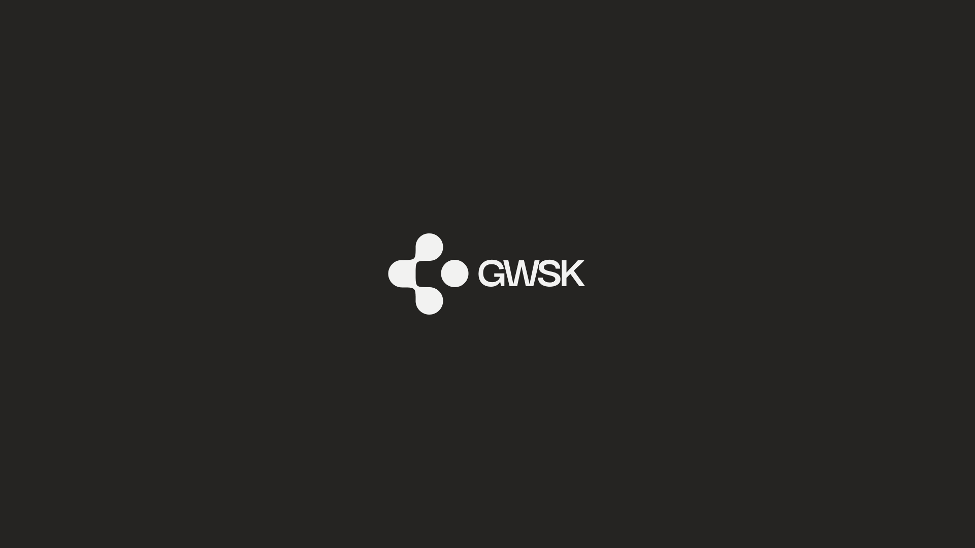 GWSK logo mark and wordmark on dark background